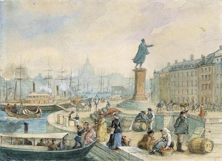 fritz von dardel Skeppsbron vid Gustav IIIs staty Norge oil painting art